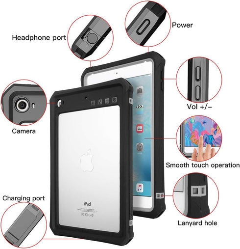AICase IPad Mini 4/IPad Mini 5 Waterproof Case, High Touch Sensitivity ID IP68 360 Degree Shockproof Protective Cover with Kickstand...