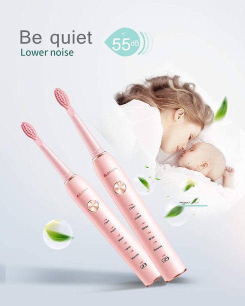 Electric Toothbrush for Adults, 5 Modes, 38,000 VPM Rechargeable, Dupont Brush Heads, Travel-Friendly, 1 Handle, Pink...