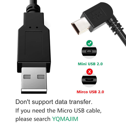 YQMAJIM Charging Power Cable for Dash Cam, (11.5 Ft) USB 2.0 to Mini USB Car Vehicle Power Charger Adapter Cord Compatible with Garmin Nuvi GPS?Re...