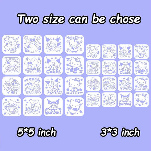 16 Pcs Drawing Stencil kit, Reusble Plastic Stencil for Painting, Paint Stencils with Kawaii Anime Shapes (3 * 3 in)...