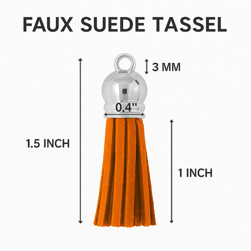 Mandala Crafts 100 Pcs Orange Faux Suede Tassels Bulk Keychain Making Supplies - Small Leather Tassels for Charms, Jewelry Making, and DIY Crafts...