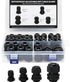 MAKERELE NPT Cable Glands Kit Waterproof Adjustable Nylon 1/4” 3/8” 1/2” 3/4” Plastic Strain Relief Cord Connectors 38pcs Black With Gaskets...