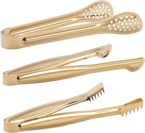 Gold Plated Mini Serving Tongs Set 6-Inch Appetizers Tongs Stainless Steel Small Sugar Cube Tongs Ice Tongs, Set of 6...