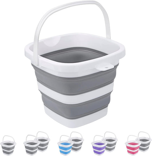 Collapsible Bucket, 5L 1.3Gallon Small Cleaning Mop Buckets for Household Outdoor Car Washing Tub Plastic Foldable Portable Camping Beach Sand Wat...