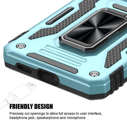 for Samsung Galaxy S24 Case, Shockproof Phone Case with Sliding Camera Cover & Rotatable Ring Holder Kickstand + Tempered Glass Screen Protector f...
