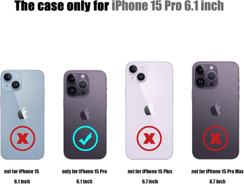 Nvollnoe Compatible with iPhone 15 Pro Case with Card Holder Heavy Duty Protective Dual Layer Shockproof Hidden Card Slot Slim Wallet Phone Cover ...