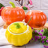 Sugar Bowls with Lid and Spoons, Pumpkin Shape Ceramic Sugar Bowl with Sugar Spoon and Lid for Home and Kitchen, Elegant Design, Yellow, 10.5 OZ (...