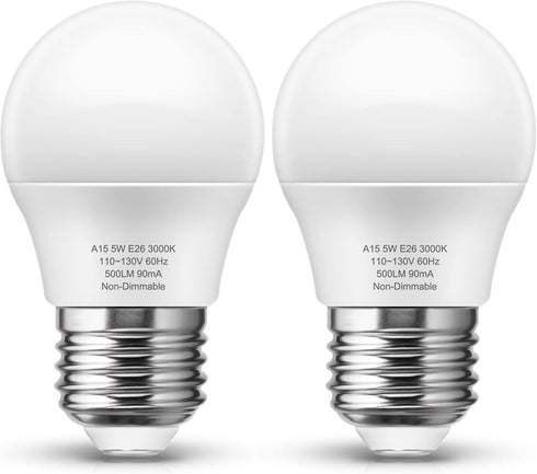 LOHAS A15 LED Bulb Refrigerator Light Bulb, 40W Equivalent Appliance Bulb, 5W LED 120V Fridge Lights, E26 Medium Base Ceiling Fan Light, Waterproo...