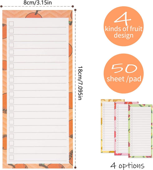 4Magnetic Notepads for Refrigerator Grocery List Magnet Pad for Fridge Magnetic Grocery List pad for Fridge 60 Sheets Per Note Pads (4 Fruits - 1)...