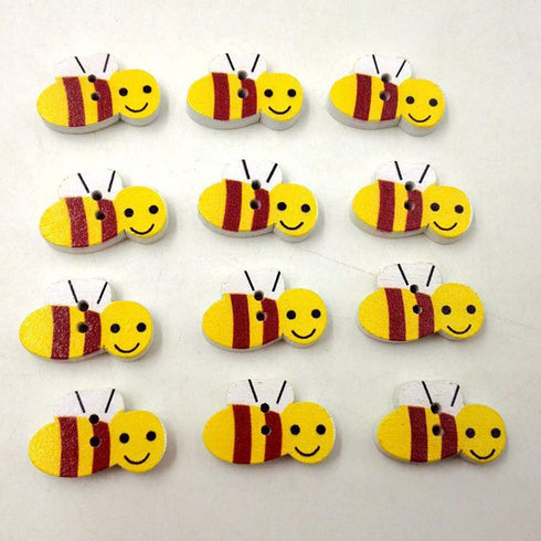 SUPVOX 100pcs Bee Wooden Buttons Animal Painted Buttons for Sewing Fasteners Scrapbooking and DIY Craft (Yellow)...