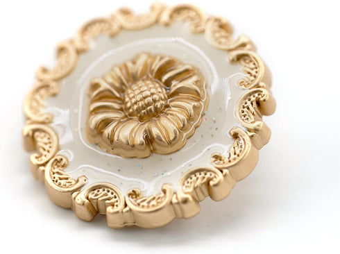 20 pcs Vintage Sunflower White Enamel Sewing Metal Shank Coat Buttons -25mm -1"...