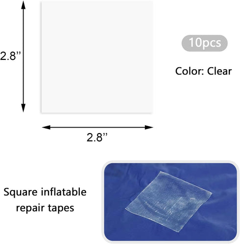 10pcs TPU Pool Patch Repair Kit Waterproof Inflatable Patch Repair for Air Mattress, Bounce House, Tent, Canvas, Canopy, Swimming Pool, Pool Float...