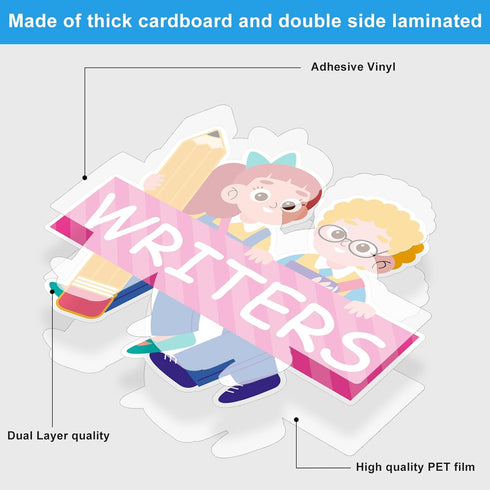 67Pcs Writing Process Bulletin Board Set Classroom Writing Paper Cutouts Pencils Writing Bulletin Board Cutouts Writing Process Poster for Wall Do...