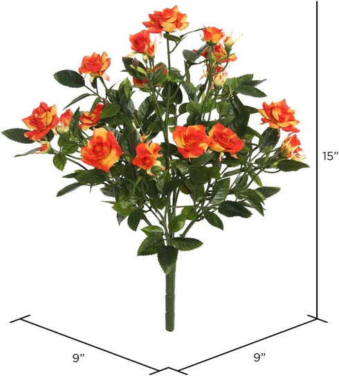 Vickerman 15" Artificial Yellow Mini Diamond Rose Bush - Pack of 5 - Premium Faux Flowers for Wedding or Home Decor - Maintenance Free Decorative ...