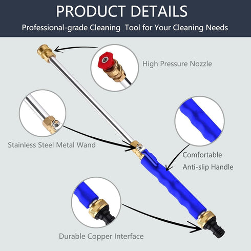 2024 Upgraded Jet Nozzle High Pressure Hose Nozzle for Garden Hose, Jetnozzle High Pressure Washer Tools With 3 Different Nozzles and Quick Connec...