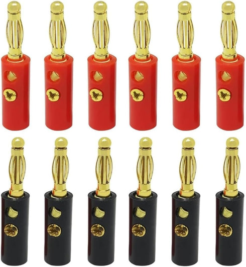 4mm Banana Plugs Stackable Connectors for Speaker Wire (12Pcs/6pair Gold Plated)...