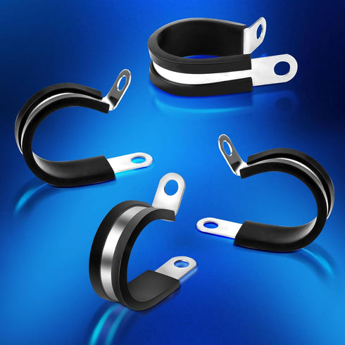 50pcs 1/2 Inch / 1.27cm Cable Clamps, Stainless Steel Insulated Clamp Wire Organizer Clips Mounting Cord Fastener Clips...