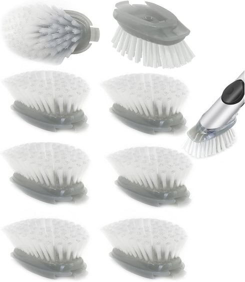 Dish Cleaning Soap Dispensing Brush Refills for OXO Dish Brush - 8 Pack Brush Head Replacement for Scrubber (Grey)...