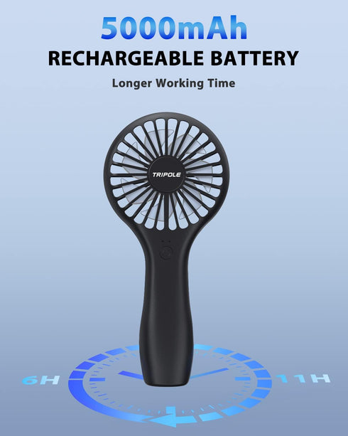 TriPole Mini Handheld Fan 5000mAh Battery Operated Small Fan 2 Speeds Powerful Personal Portable Fan Cute Design USB Rechargeable Electric Fan for...