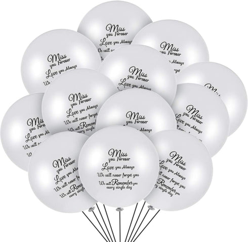 Gejoy 60 Pieces White Memorial Balloons Funeral Helium Remembrance Release Balloons in Sky for Memorial Day Services Condolence, Funeral, Annivers...
