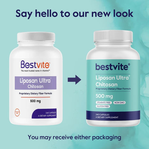 BESTVITE Liposan Ultra Chitosan 500mg (240 Capsules) - Patented Faster Acting Than Regular Chitosan - No Stearates - No Fillers...