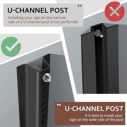 16 Pcs 304 Stainless Steel U Channel Sign Post Attachment Kit Sign Mounting Hardware Road Sign Hardware 2-3/4" and 1-1/2" Sign Post Mounting Bolts...