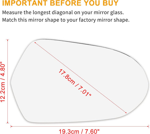 X AUTOHAUX Car Rearview Mirror Glass Replacement with Backing Plate Heated Right Side Passenger Side for Audi A6 Quattro S6...