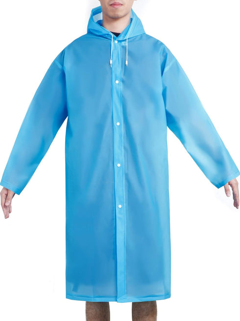 Portable Drawstring Raincoat Rain Poncho with Hoods and Sleeves (Blue)...