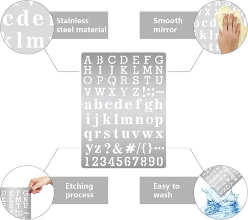 GORGECRAFT Metal Letter Stencil Stainless Steel Lettering Alphabet Symbol Painting Template Journal Tool for Painting, Wood Burning, Pyrography an...
