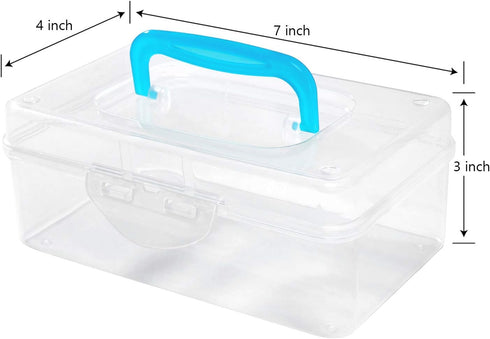 MyGift 7 Inch Multi Purpose Mini Clear Plastic Travel Storage Box, Portable Transparent Container Bin - Blue...