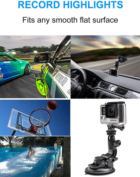 EXSHOW Car Camera Mount Holder for GoPro, Suction Cup Car Windshield Dashboard Dash Mount, Heavy Duty Action Camera Stand for GoPro Vlogging SJCAM...