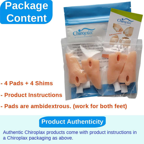 Chiroplax Tailor's Bunion Corrector Pads Bunionette Pain Relief Pinky Little Toe Straightener Separator Cushion Splint Protector Shield Spacer Cov...