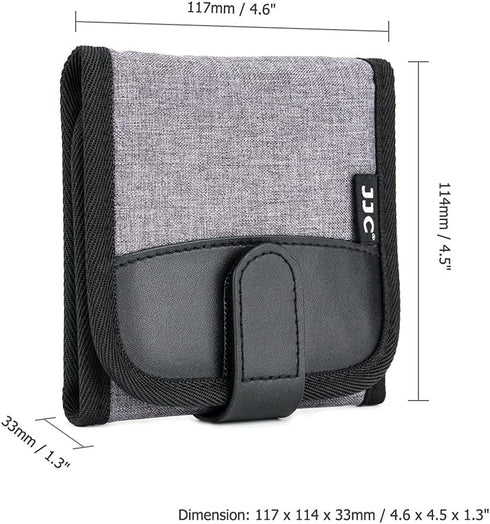 JJC Lens Filter Pouch Case for Circular Filter Up to 82mm (37mm 40.5mm 49mm 52mm 55mm 58mm 62mm 67mm 72mm 77mm), 3-Pocket Lens Filter Wallet Stora...