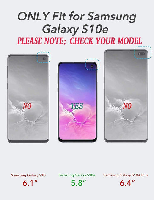 Galaxy S10E Case: 3-in-1 Shockproof Heavy Duty Protection, 2 Nano Explosion-Proof Films, Black/Grey...