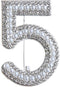 Crystal Pearls Lucky Number Five Brooch for Women Girl Men Fashion Lapel Pins Corsage Scarf Pin Rhinestones Breastpin for Wedding Party Banquet Cl...