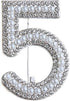 Crystal Pearls Lucky Number Five Brooch for Women Girl Men Fashion Lapel Pins Corsage Scarf Pin Rhinestones Breastpin for Wedding Party Banquet Cl...