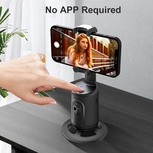 Auto Face Tracking Tripod, 360° Rotation Auto Tracking Phone Holder, No App Required, with Adjustable Lens Stable Base Phone Holder for Vlogs, Liv...