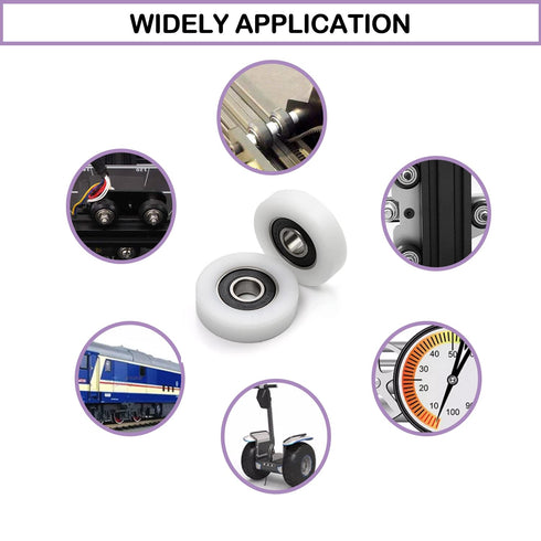 MroMax Roller Idler Bearing Pulley-5 x 25 x 9mm Sliding Conveyor Nylon Wheel with 625ZZ Bearing for Furniture, Hardware Accessories and Mobile Doo...