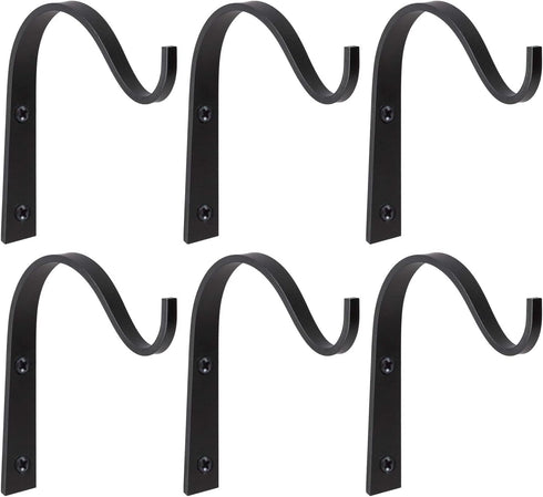 Mkono 6 Pack Iron Wall Hooks for Hanging Plant Lanterns, Plant Hanger Fence Metal Bracket for Bird Feeders, Wind Chimes, Mason Jar Sconces, Light ...