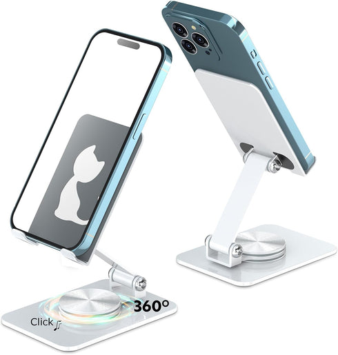 360° Rotating Cell Phone Stand, Multi-Angle Fully Adjustable Foldable Desktop Phone Holder Cradle Dock, Non-Slip Portable Foldable Desktop Phone S...