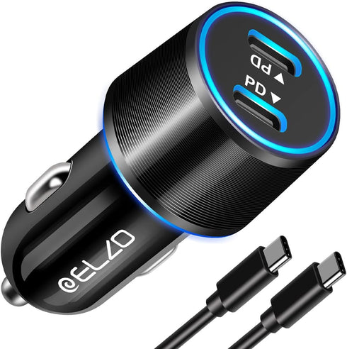 ELZO Dual USB C Car Charger Fast Charging 36W Type C Car Charger PD 3.0 Adapter Compatible with iPhone 14/13/12 Pro/Max/Mini/11/X/XS/XR/8/Plus, Ga...
