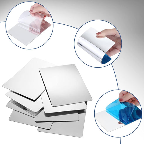 Marsui 8 Pieces Shatter Proof Plastic Mirror Craft 4 x 6 Inch Small Mirror Tiles Bulk with Soft Round Corners Double Sided Protective Film Reflect...