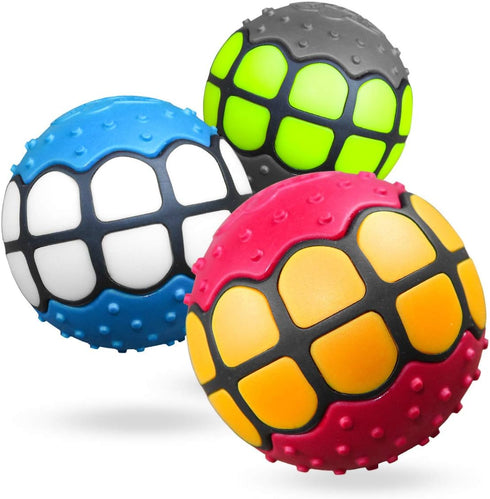 Dog Balls Toys Squeaky Fetch - Rubber Funny Ball Gifts for Large Medium Dogs (Variety Pack)...