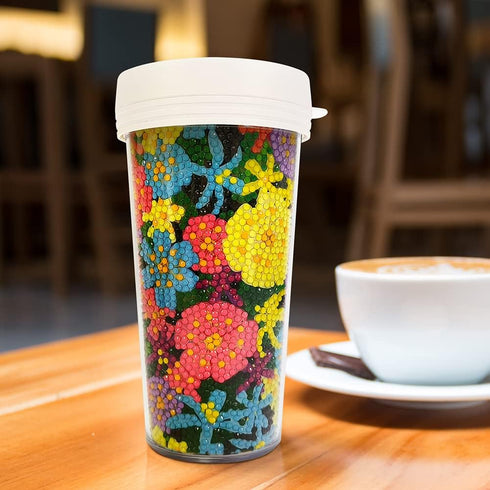 DIY Diamond Art Kits Mug Tumbler Handmade Embroidery Art Diamond Painted Water Mug Leak Proof Crystal Diamond Water Cup BPA-Free for Fitness Sport...