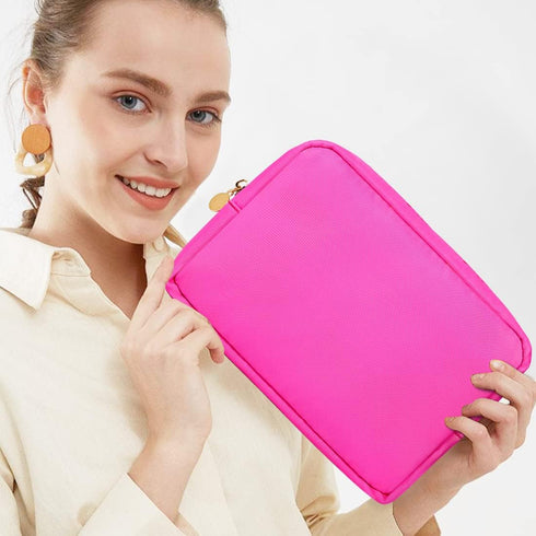 Large Makeup Bag Travel Bag Pouch, Pink Toiletry Bag Makeup Organizer Nylon Bag Cosmetic Preppy Bag Zipper Pouches Brides Bag...