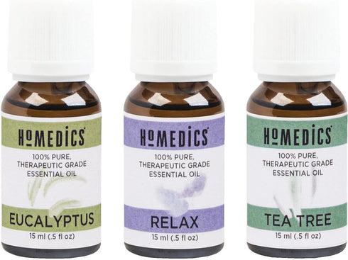 Homedics Essential Oil Set, Clarify and Relax, with Eucalyptus, Tea Tree and our Signature Relax Blend with Lavender. 3-Pack Essential Oil Kit, 15...