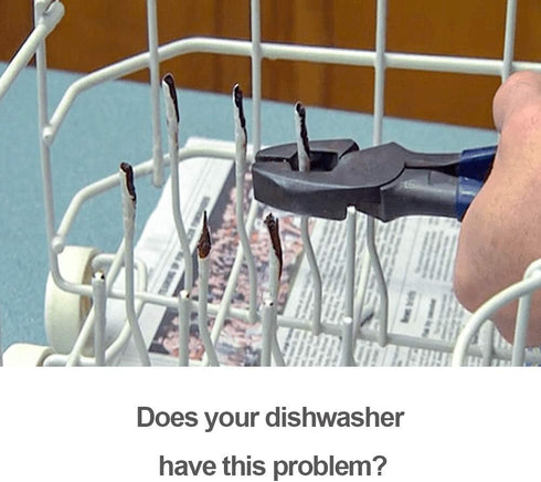 OIIKI 100 PCS Universal Dishwasher Rack Tine Prong Repair End Cover Caps, Durable Flexible Vinyl Extra Long 1 inch Anti Slip Round Tips, Gray