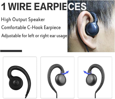 Radio Earpiece, 3.5mm 1-Pin C Shape Walkie Talkie Earpiece with PTT Mic Compatible with Motorola CLP1010, CLP1040, CLP1060 Two Way Radios Headphon...