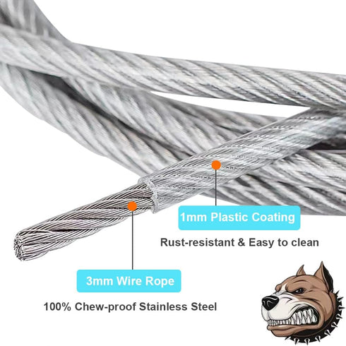 4/6FT Cable Slip Lead Dog Leash, Chew Proof Steel Wire Dog Leash with Reflective Soft Nylon Handle for Teething Puppies Small Medium Dogs Training...