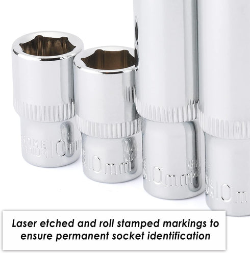 CASOMAN 4 Pieces 1/4-Inch Drive Impact Socket Set-10mm, Deep & Shallow, Metric, 6 Point Desgin, Mirror Chrome Finish...